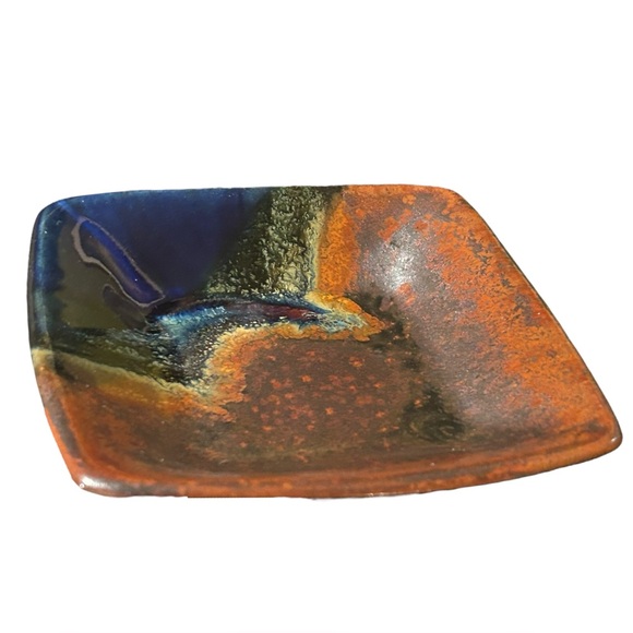 Studio Artisan pottery glazed trinket dish, kitchen soap or sponge holder, plate - Picture 2 of 9